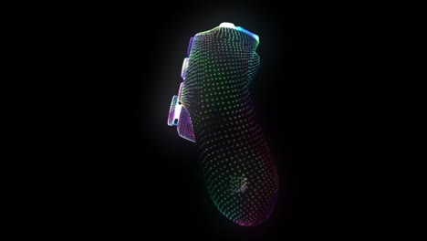 controladores de videojuegos hechos de partículas multicolores sobre fondo negro