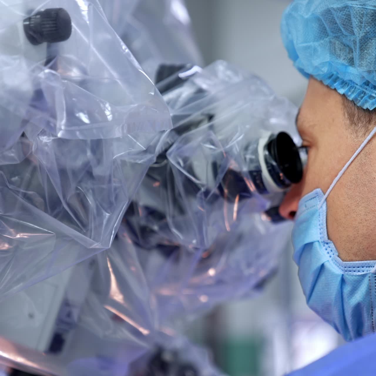 Robotic professional modern surgery process. Anesthetic operation involving new technology robot