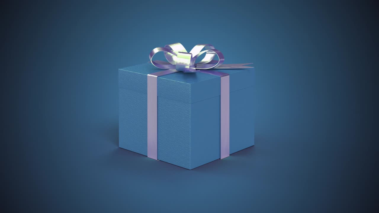 regalo azul renderizado en 3d - regalo realista giratorio sin costuras en 4k