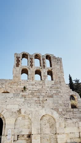 low angle view of the odeon of herodes atticus ruins