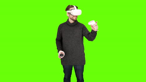 Virtuelle-Realität-Vr-Augmented-Gemischtes-Training-Malerei-Oculus-Quest-2-Pinselstriche-Grüner-Bildschirm-Chroma-Key-Alpha-Neue-Technologie-High-Fidelity-Immersive-Erfahrungen-Erleben-Aufregende-Zeit-Glücklich-Lustig