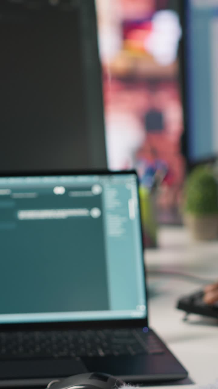 Vertical video Account manager using AI chatbot for help in talking with customers