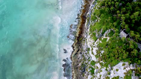 Caribbean-Sea,-Tulum-Beach-in-Mexico