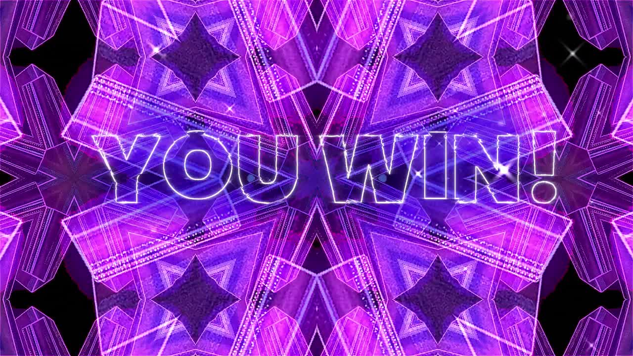 애니메이션 빈티지 비디오 게임 화면에 당신이 이기는 단어가 적혀 있습니다.