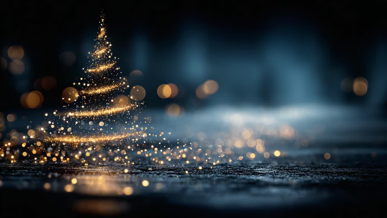 A Magical Christmas Tree Illuminated with Sparkling Lights and Glittering Bokeh Effects, Creating a Dreamy Holiday Atmosphere for Festive Celebrations and Warm Memories