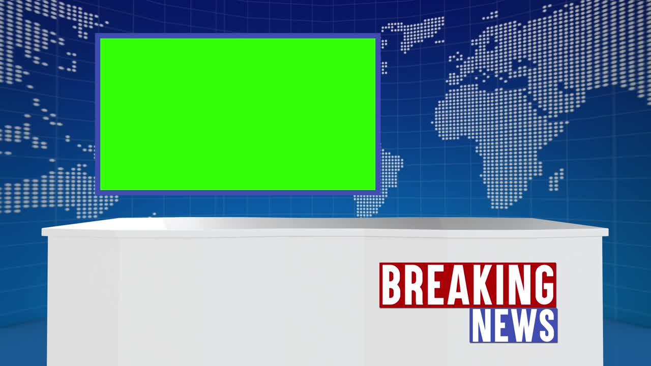 테이블과 브레이킹 뉴스 배너 뉴스 스튜디오 루프의 배경