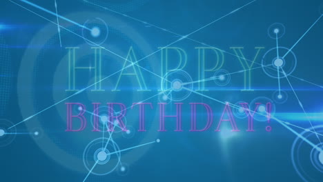 animation of happy birthday text over network of connections