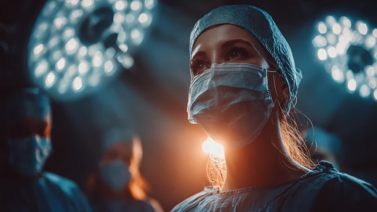 Amidst the Bright Surgical Lights, a Focused Healthcare Professional Prepares for a Critical Procedure, Embodying Dedication and Precision in the Operating Room
