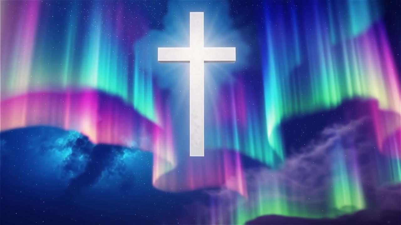Christian Cross Heavenly Light Worship Background