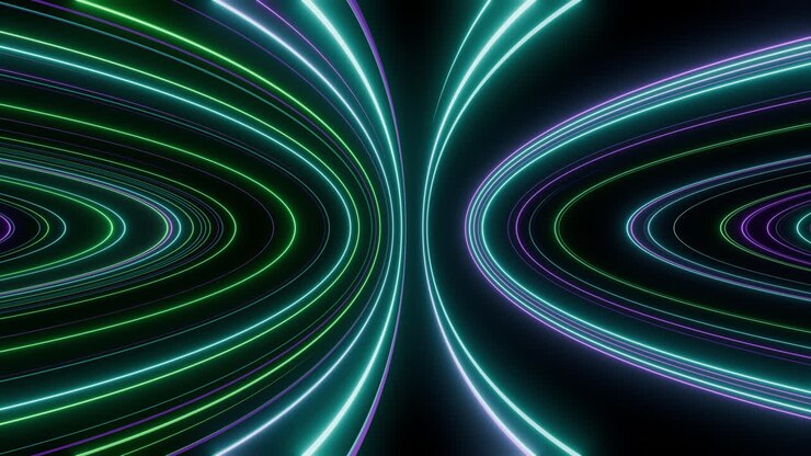 Abstract Glowing Neon Light Trails Moving in a Seamless Loop
