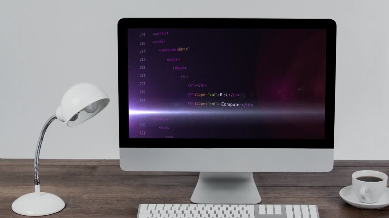 컴퓨터 화면에서 데이터 처리의 애니메이션