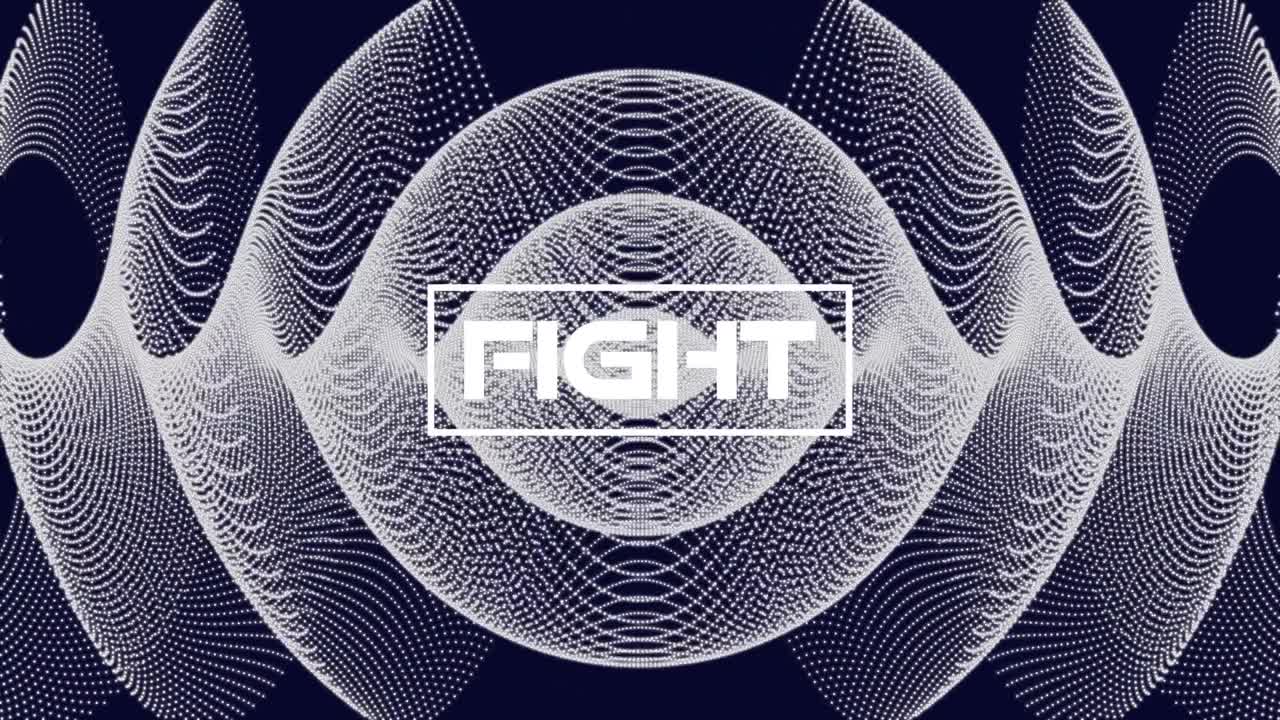 animación del texto de lucha sobre líneas móviles geométricas