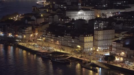 city of porto view at night of the ribeira district portugal
