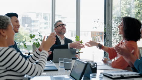 Handshake,-applause-and-business-people-in-meeting