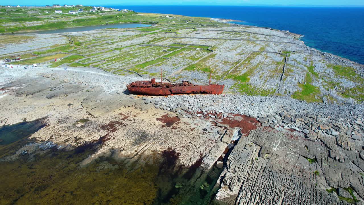 Ireland Inisheer Aran islands Plassey Shipwreck circling from above wild Atlantic way Galway Bay Epic Locations