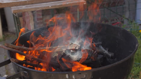 Barbacoa-Al-Aire-Libre-En-Llamas-En-Cámara-Lenta