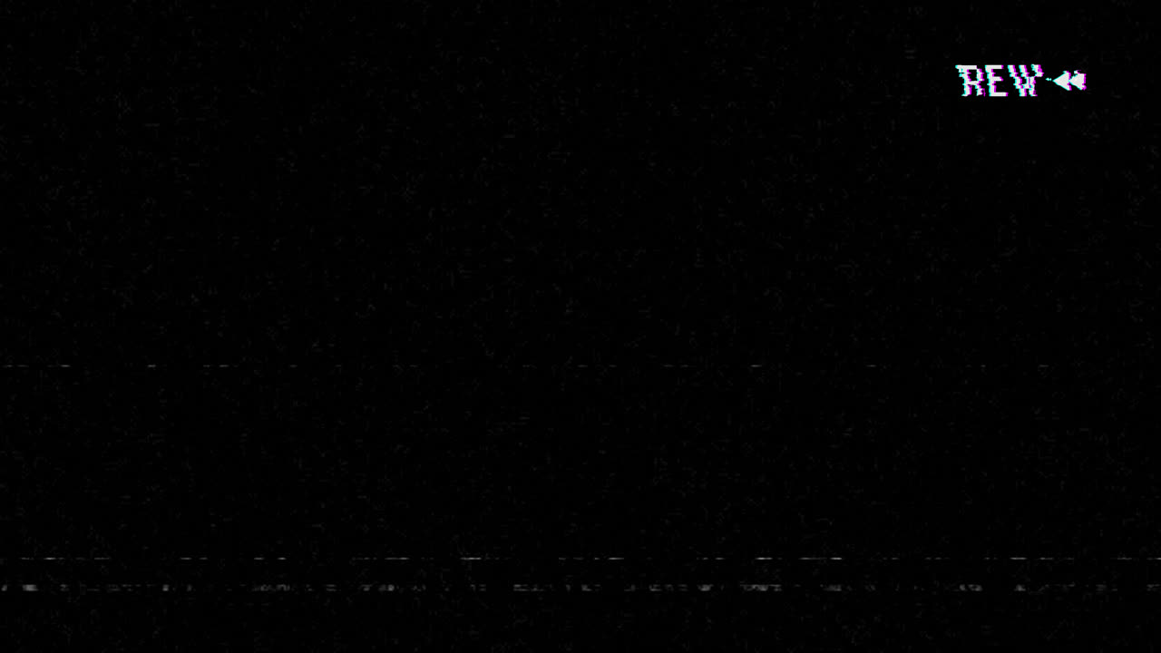 Effetto riavvolgimento VHS retrò con rumore statico e glitch