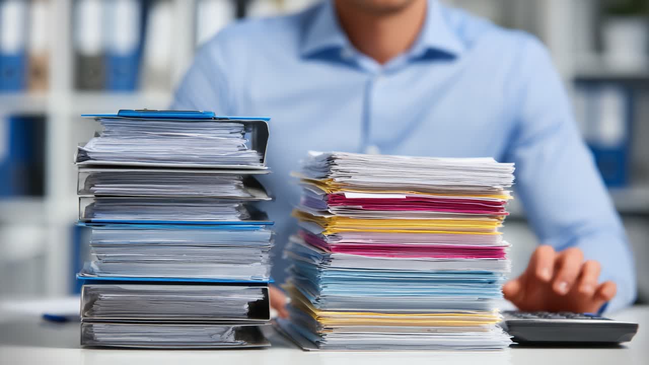 A Detailed Comparison of Organized Paperwork: The Transition from Piled Chaos to Systematic Order in a Workplace Setting
