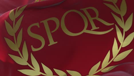 spqr in a red flag waving. loop