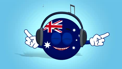 icono de dibujos animados bandera de australia música con animación de la cara con alfa mate