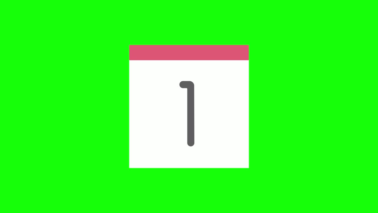 Animazione in loop di un calendario giornaliero semplice e carino con sfondo verde