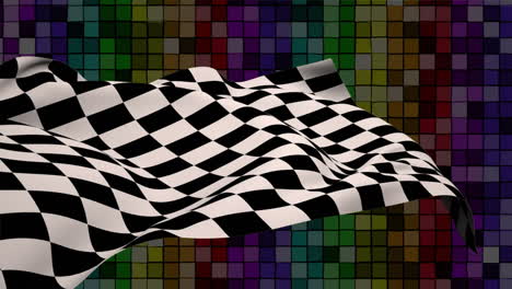 bandera a cuadros en un fondo colorido