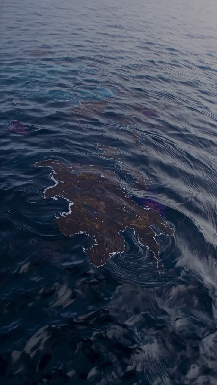 Dark Ocean Water with Patches of Marine Life