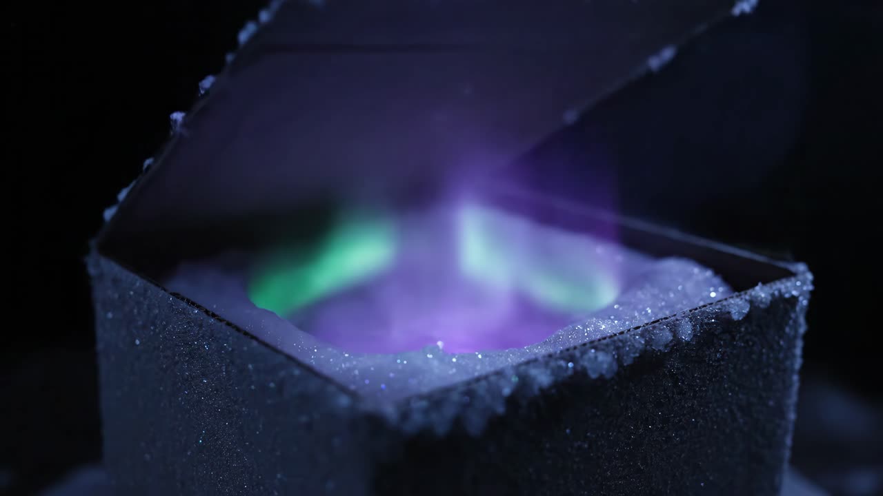 Glowing aurora effect from a foam-filled box