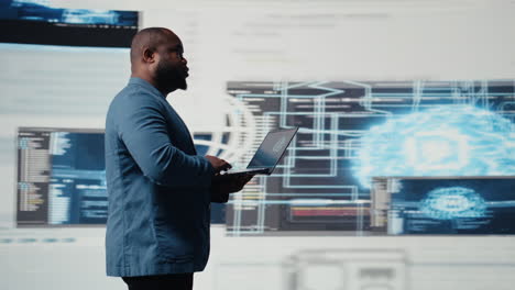 african american coder expert immersing in software development