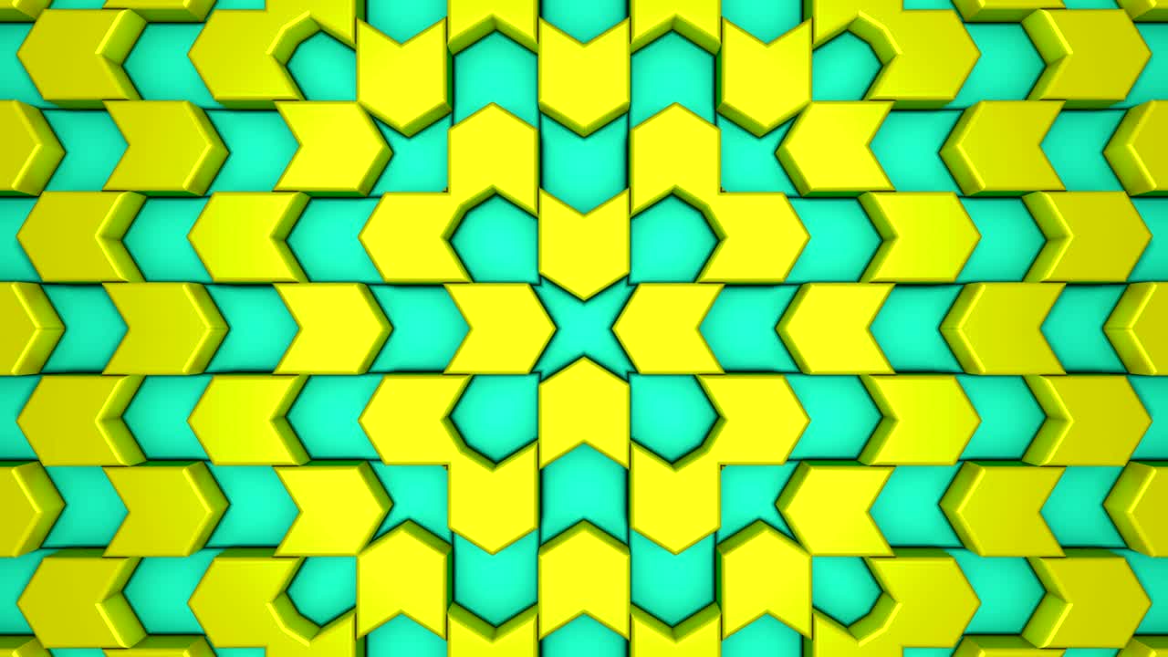 kaleidoscopio o mandala de color dorado abstracto en bucle en 3d.