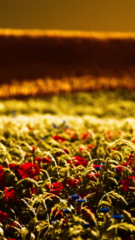 stunning sunset over a field of red poppies