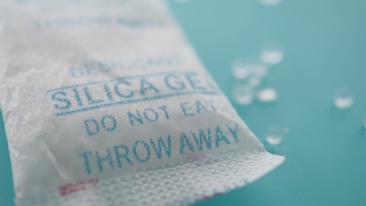 실리카 젤 패키지의 클로즈업