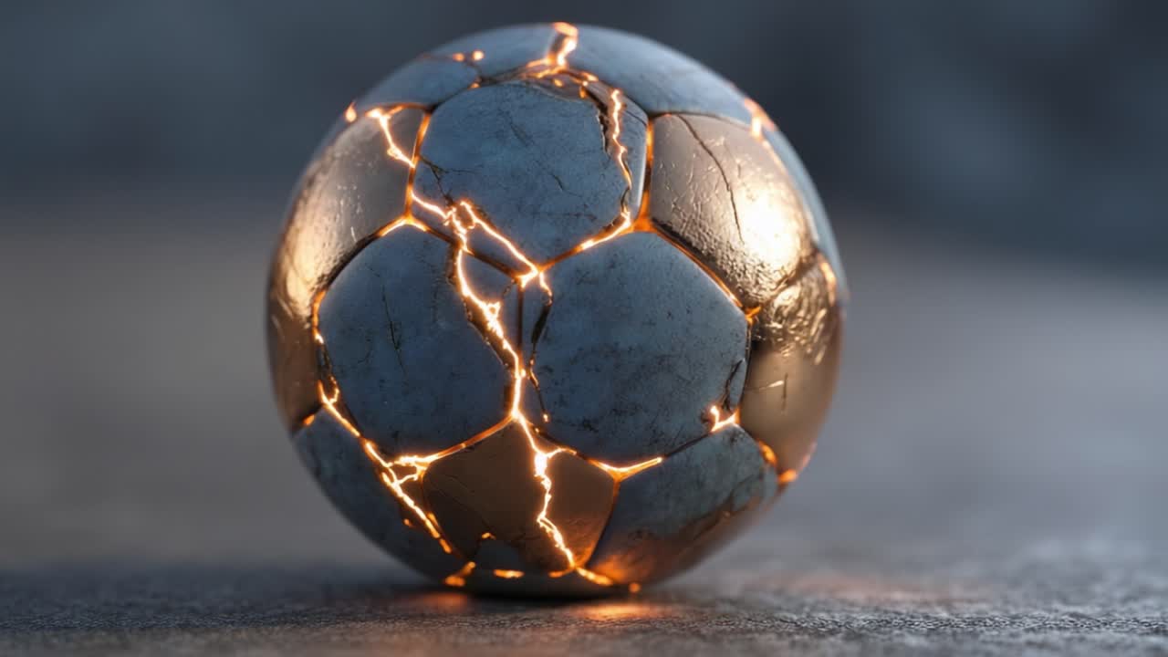 Un Pallone da Calcio Usurato che Emette Luce: Una Prospettiva Unica sull'Usura delle Attrezzature Sportive, Evidenziando il Danno Estetico e il Carattere