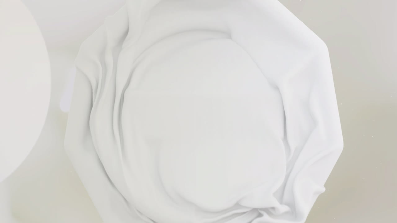 Swirling white fabric animation on smooth background