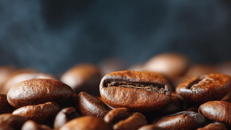 Visual Journey Through the Richness of Roasted Coffee Beans, Capturing Their Texture and Aroma in Stunning Detail