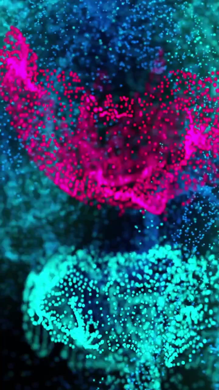 Animation of glowing dots forming dynamic waves against black background