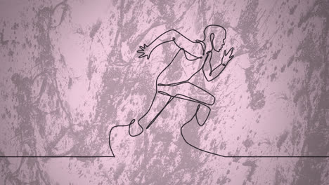 animation of drawing of male runner and shapes on pink background