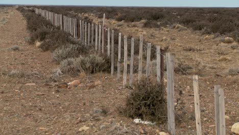 a lonely fence on the windswept plains of patagonia