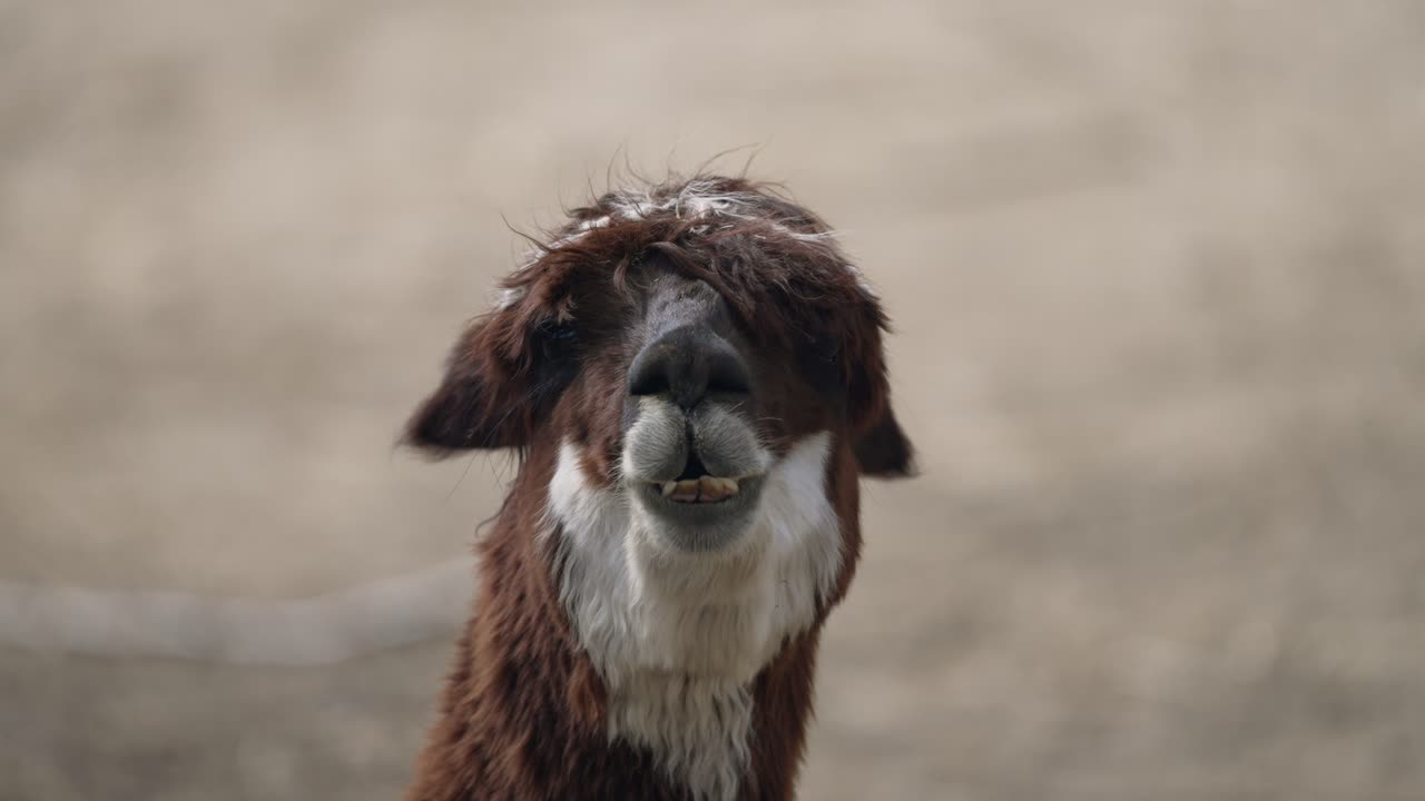 cerca de alpaca masticando hierba