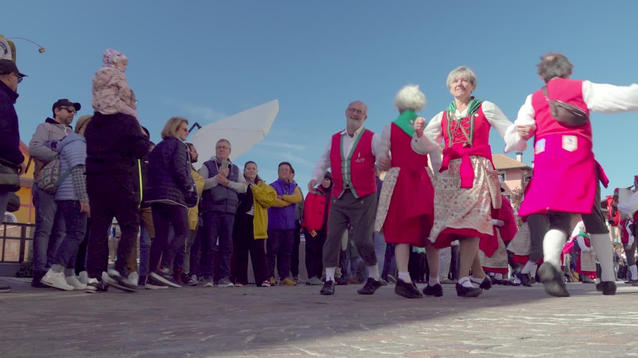 La brava Part - folkloristic group performing a traditional dance routine in Folgaria, Alpe Cimbra, Trentino, Italy