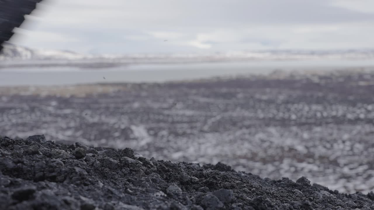 Close up of tourist boots going up to Hverfjall volcano crater, Iceland