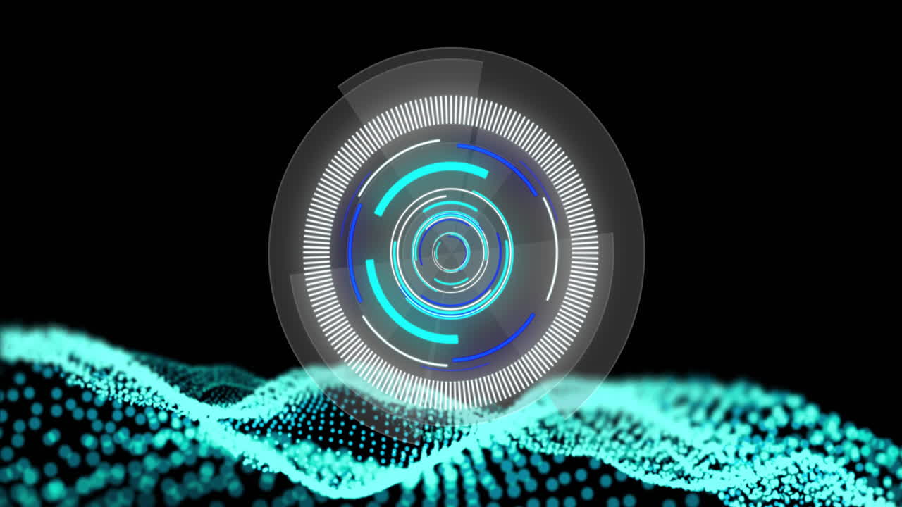animación de escaneo de alcance y malla de rastros de luz en fondo negro
