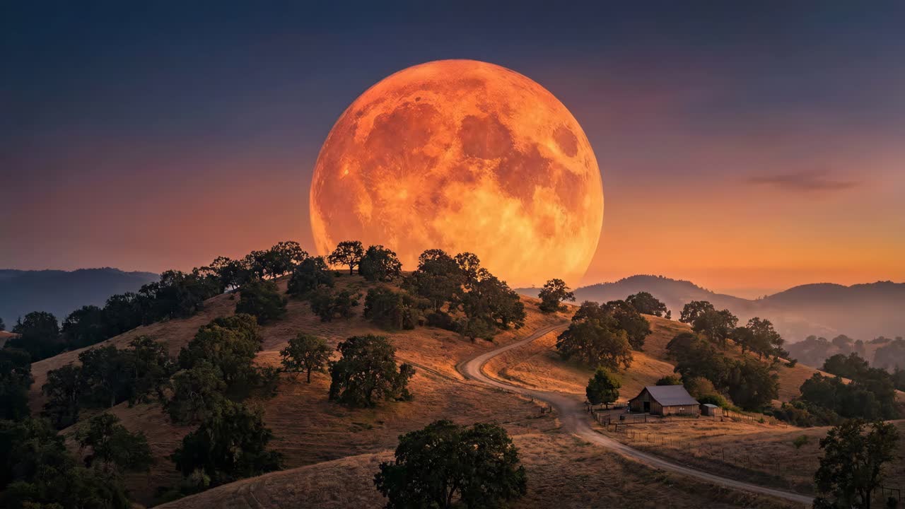 Paisagem noturna iluminada pelo luar