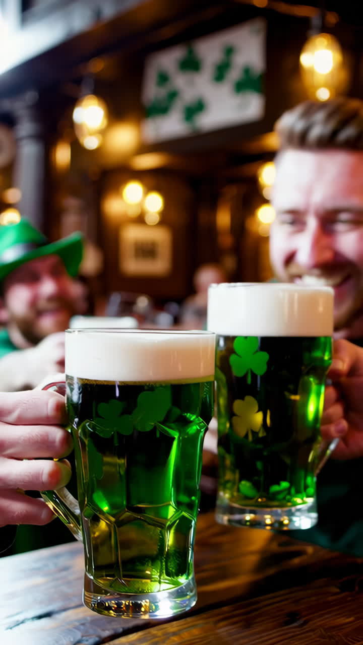 Friends Toasting with Green Beer at a St. Patrick's Day Celebration