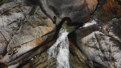 Bird's-view-from-the-base-to-the-top-of-the-Seven-Wells-Waterfall,-Langkawi,-Malaysia