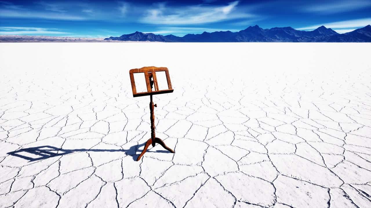 ⁇ 은 음악 스탠드는  ⁇  소금 사막에 있습니다.