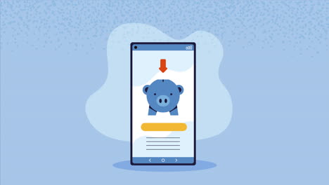 dispositivo de teléfono inteligente con animación de cerdo