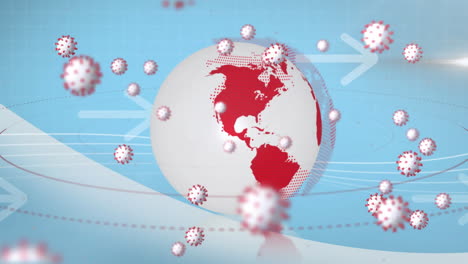 animation of falling covid 19 cells over globet