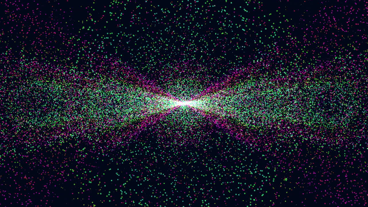 galaxia nocturna con luces de neón y polvo volando al azar