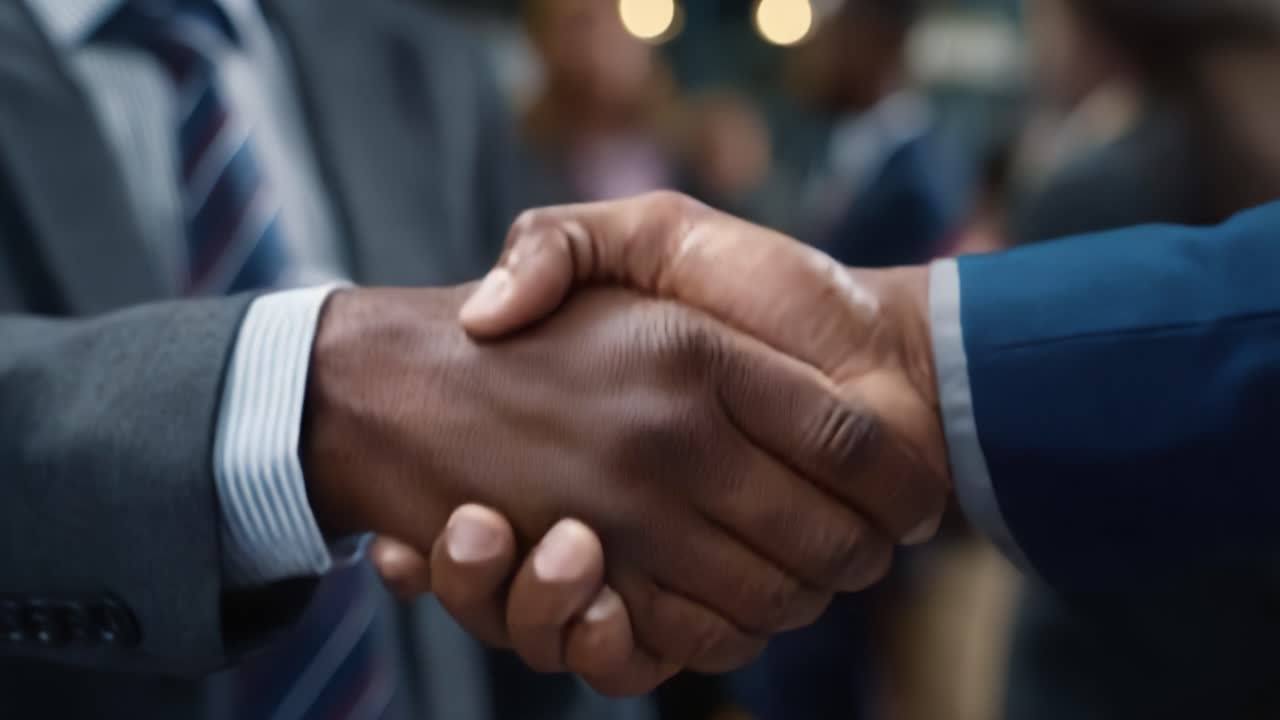 A Professional Handshake Representing Connection, Collaboration, and Mutual Understanding between Two Individuals in a Business Environment